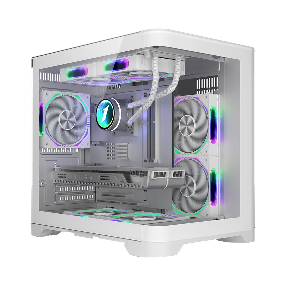 Carcasa 1stPlayer gaming UV5-wh-Hub, 5 ventilatoare aRGB infinity efect plus