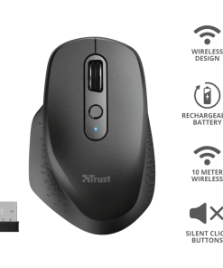 Mouse Wireless Trust Ozaa, 2400 dpi, Negru - imagine 3