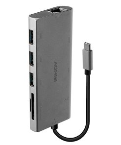 Hub USB Lindy DST-Mini Plus, USB-C, 7 porturi, HDMI, RJ-45, - imagine 3