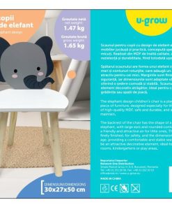 Scaun copii, MDF,design elefant, U-Grow - imagine 4