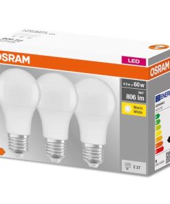 3 Becuri LED Osram Base Classic A, E27, 8.5W (60W), - imagine 2